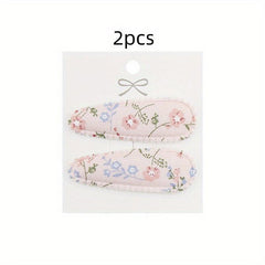 2pcs Embroidered Flower Hair Clips Sweet Hair Accessories