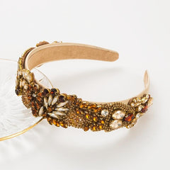 Crystal Bead Velvet Wide Headband Vintage Hairband
