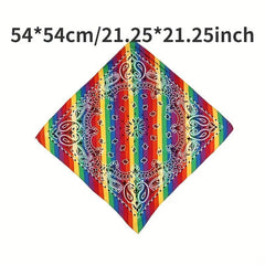 Pride Month Rainbow Stripe Headband Hippie Style Handkerchief