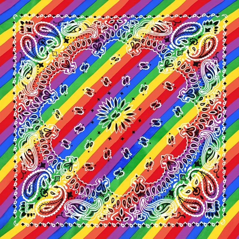 Pride Month Rainbow Stripe Headband Hippie Style Handkerchief