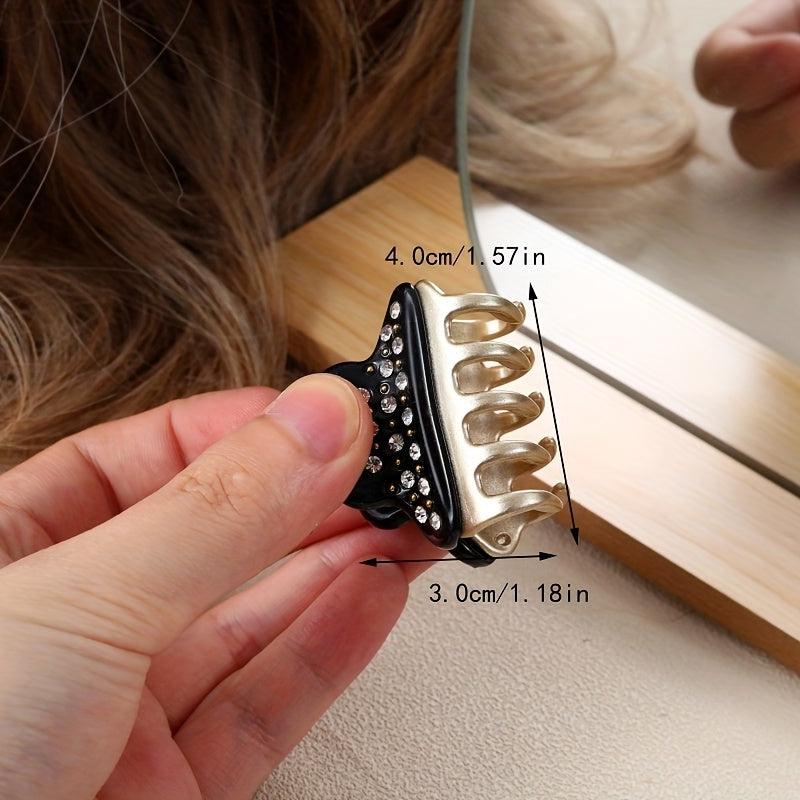 Rhinestone Decor Hair Claw Acetate Shark Claw Ponytail Holder Women Girls