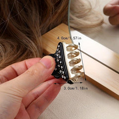 Rhinestone Decor Hair Claw Acetate Shark Claw Ponytail Holder Women Girls