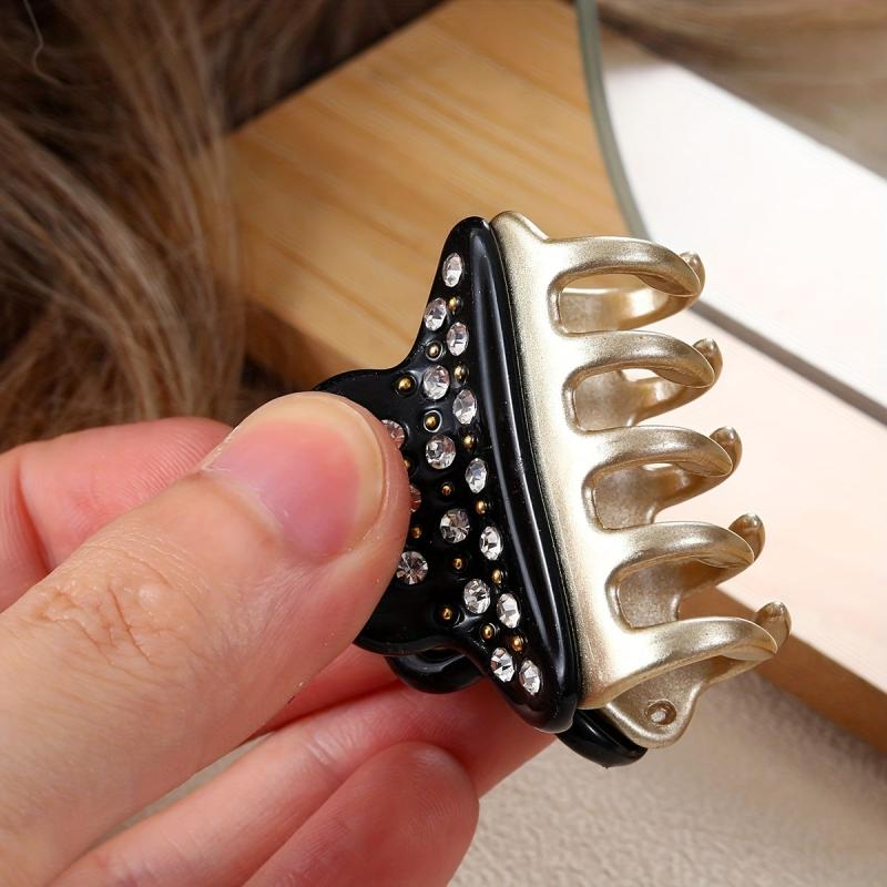 Rhinestone Decor Hair Claw Acetate Shark Claw Ponytail Holder Women Girls