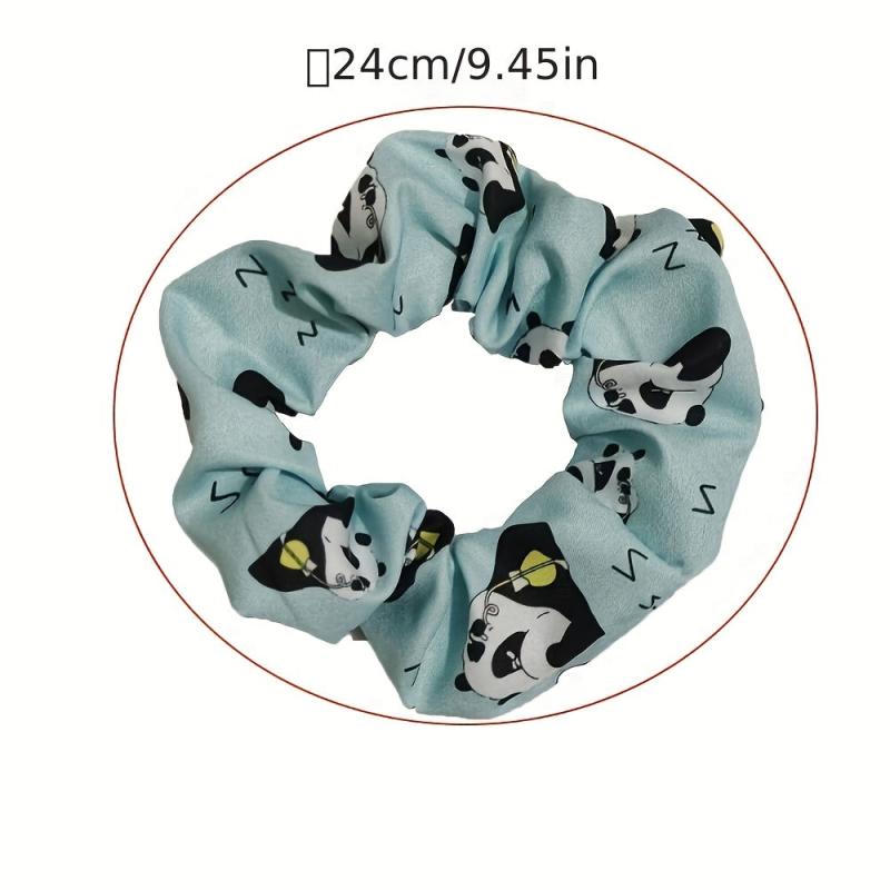 Bear Pattern Hair Scrunchies Soft Fabric For Women Girls