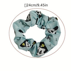 Bear Pattern Hair Scrunchies Soft Fabric For Women Girls