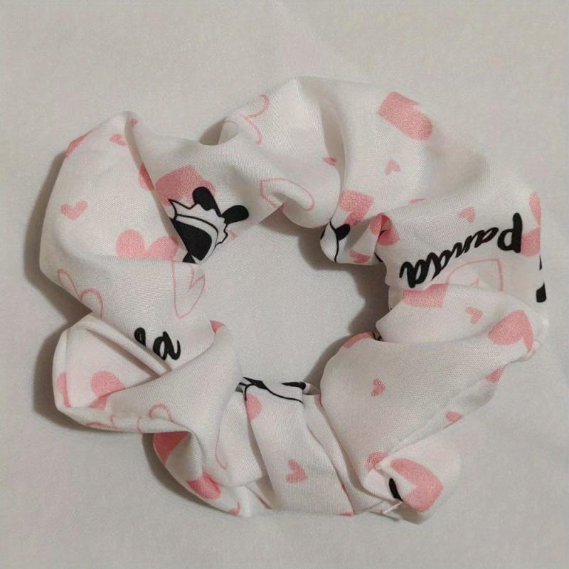Bear Pattern Hair Scrunchies Soft Fabric For Women Girls