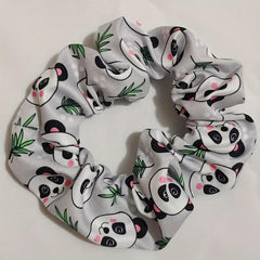 Bear Pattern Hair Scrunchies Soft Fabric For Women Girls