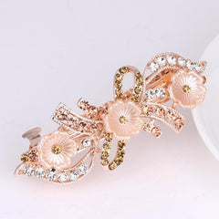 Vintage Rhinestone Barrette Faux Pearl Hair Clip for Women Girls