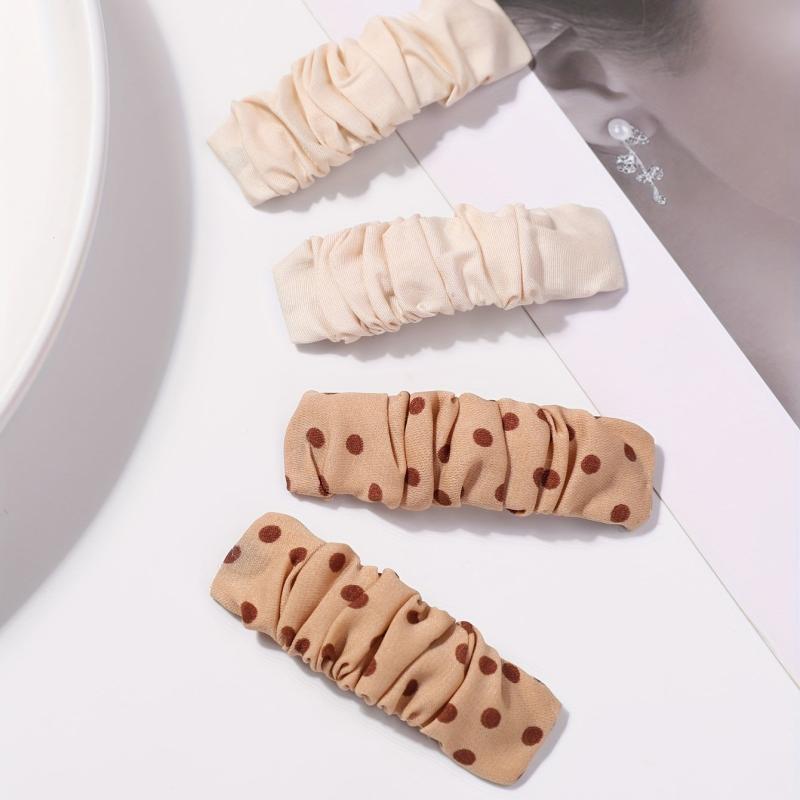 Polka Dot Pattern Hair Clip Pleated Snap Clip Style Hair Clip For Women Girls