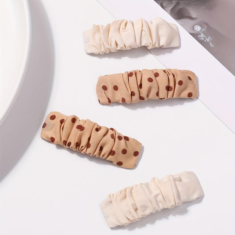 Polka Dot Pattern Hair Clip Pleated Snap Clip Style Hair Clip For Women Girls