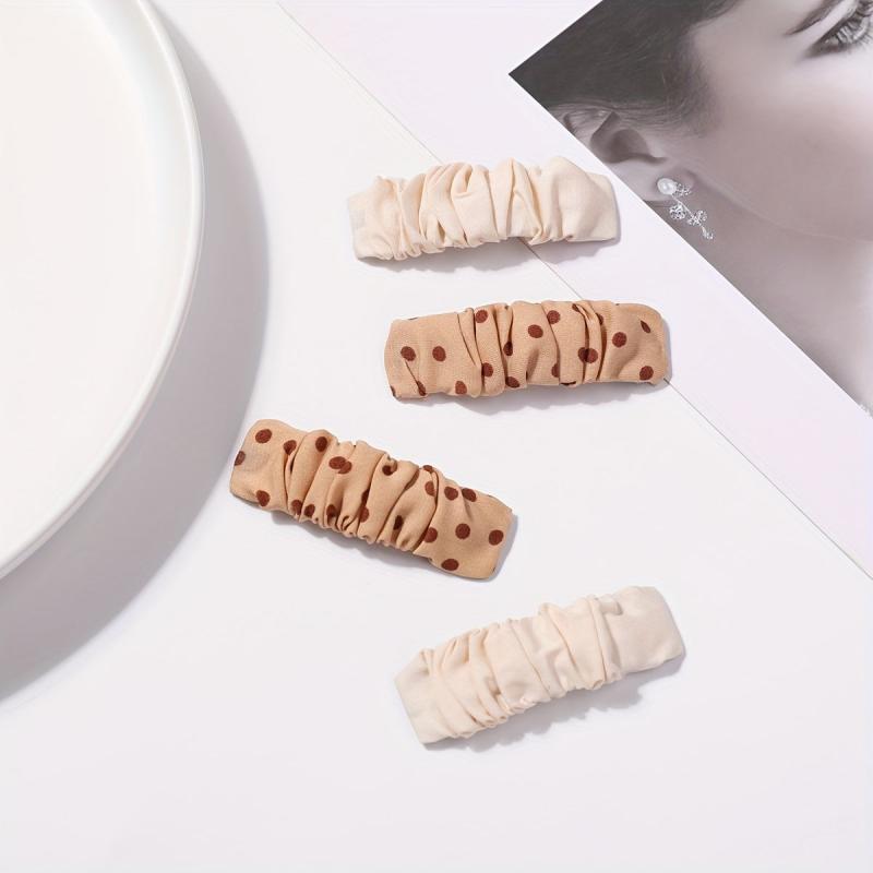 Polka Dot Pattern Hair Clip Pleated Snap Clip Style Hair Clip For Women Girls