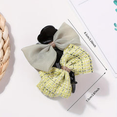 Large Sweet Duck Billed Clip Plaid Bow Hair Claw Clip For Women Girls