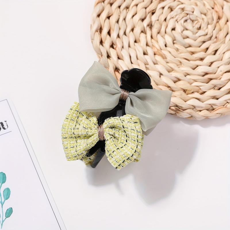 Large Sweet Duck Billed Clip Plaid Bow Hair Claw Clip For Women Girls