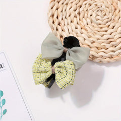 Large Sweet Duck Billed Clip Plaid Bow Hair Claw Clip For Women Girls