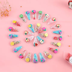 Sequin Inlaid Baby Girl Hair Clip Snap Cartoon Fruit Decor Side Hair Bang