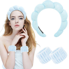 Women's Spa Headband & Wristband Set for Makeup and Shower