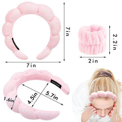 Women's Spa Headband & Wristband Set for Makeup and Shower