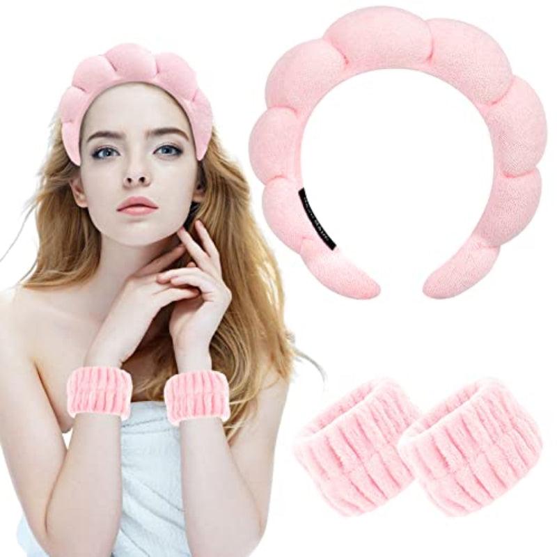 Women's Spa Headband & Wristband Set for Makeup and Shower