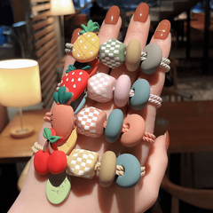 Fruit Cartoon Girls Hair Tie Colorful Elastic Hair Bands Ponytail Holder