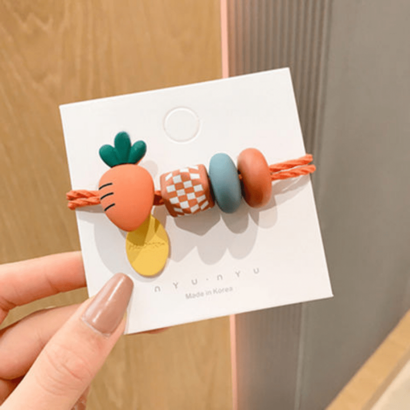 Fruit Cartoon Girls Hair Tie Colorful Elastic Hair Bands Ponytail Holder