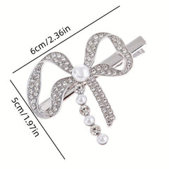 Sweet Pearl Bow Hair Clip for Women Girls