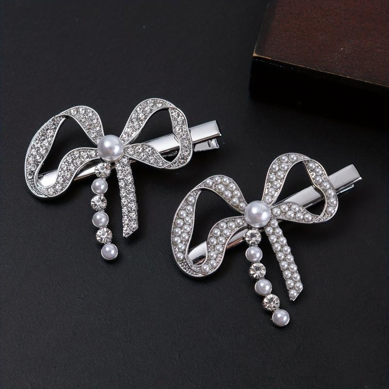 Sweet Pearl Bow Hair Clip for Women Girls
