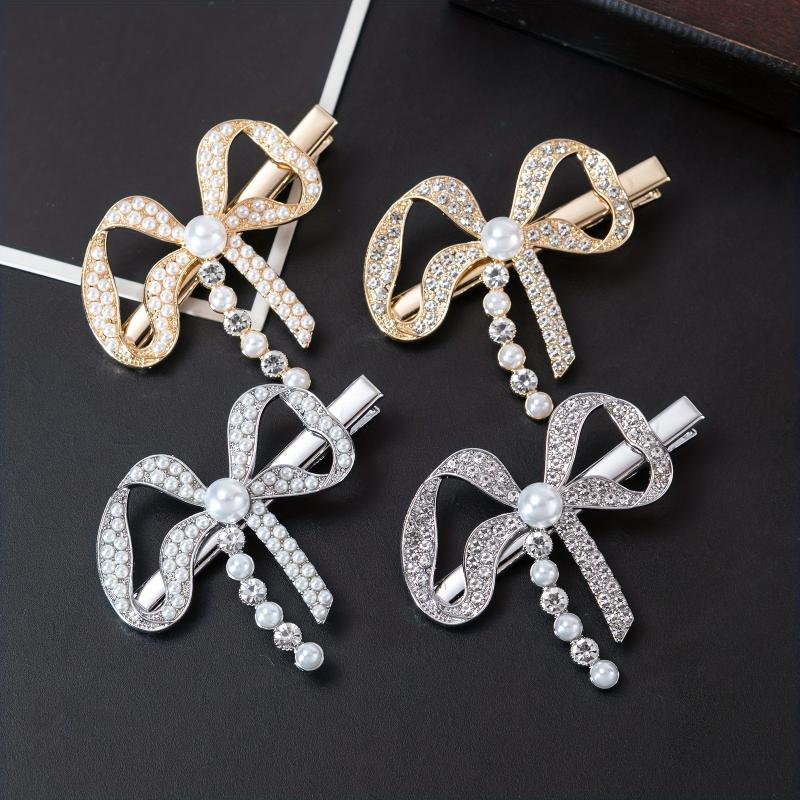 Sweet Pearl Bow Hair Clip for Women Girls
