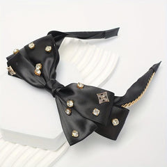 Bowknot Headband With Rhinestone Hair Hoop For Women Girls