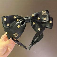 Bowknot Headband With Rhinestone Hair Hoop For Women Girls