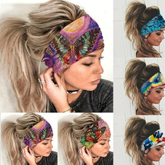 Boho Butterfly Print Headband Stretchy Hair Band Yoga Running