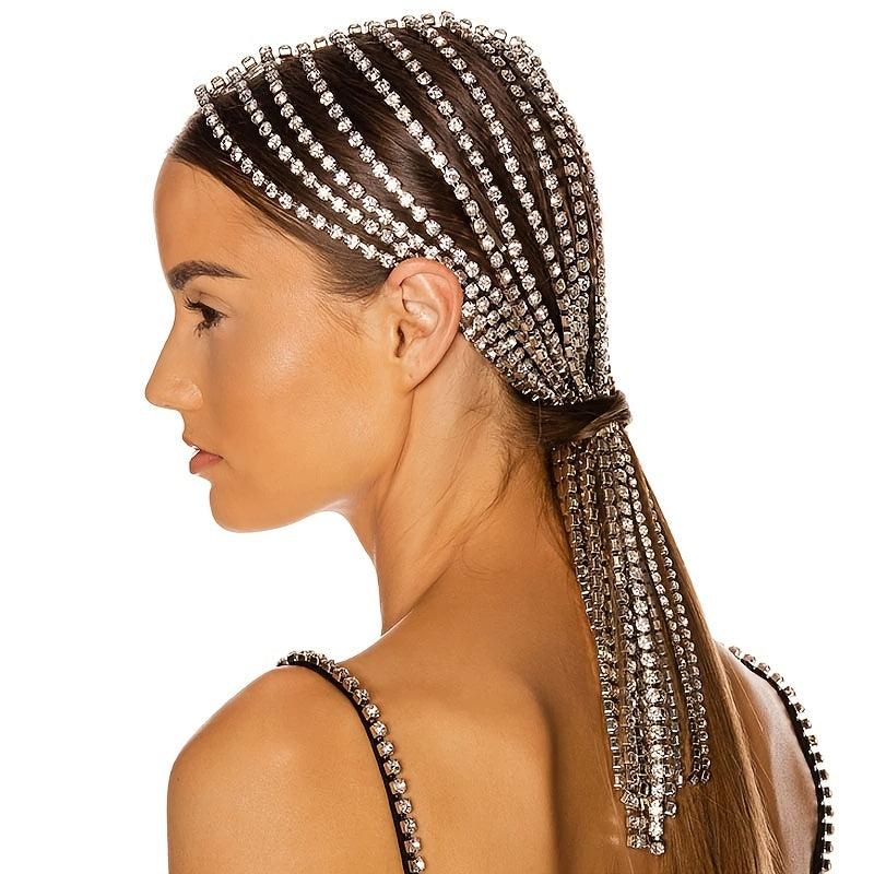 Crystal Rhinestone Hair Chain Headpiece with Tassel