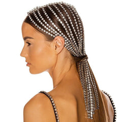 Crystal Rhinestone Hair Chain Headpiece with Tassel