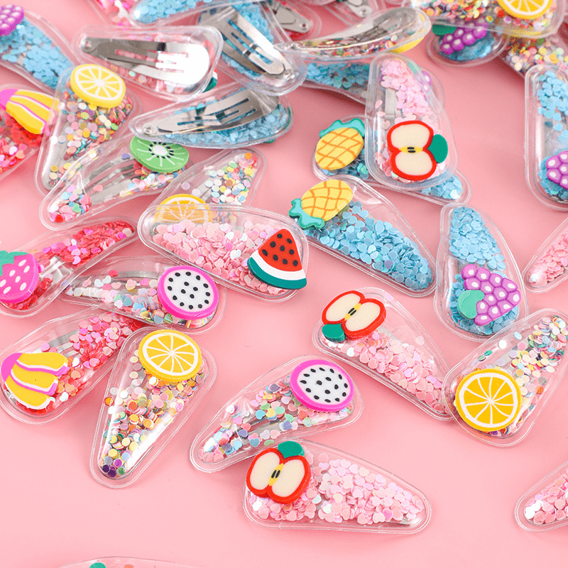 3pcs Baby Girls Fruit Hair Clip Sequin Snap Clip For Hair Bang Braids