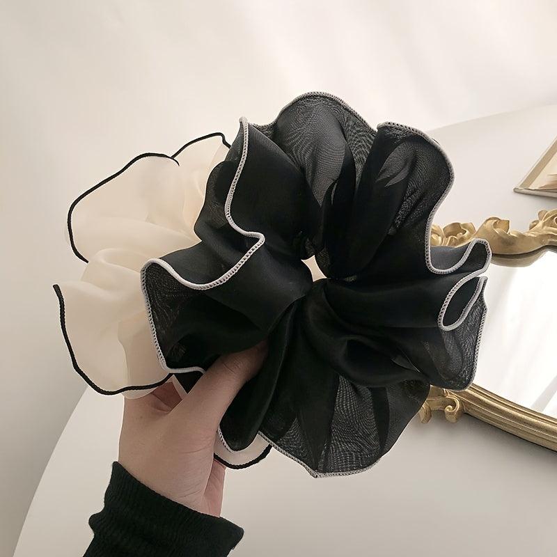 Two Tone Mesh Scrunchie Hair Tie For Women Girl