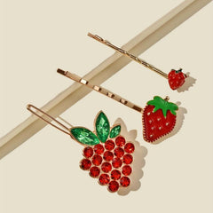 3pcs Strawberry Hairpin Alloy Hair Clip Sweet Hair Accessories