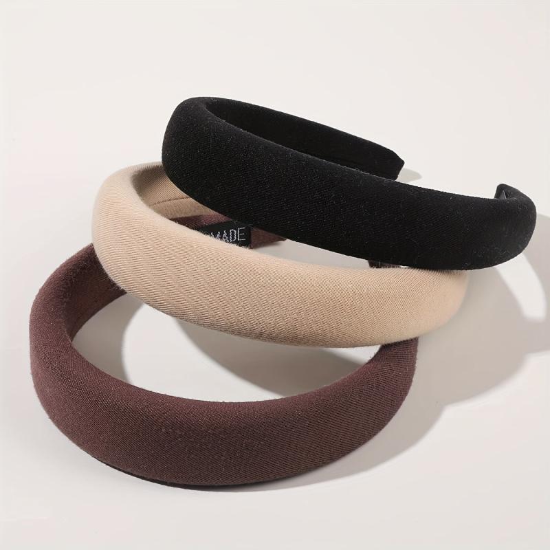 Solid Headband Padded Wide Brim Headdress For Skincare Makeup
