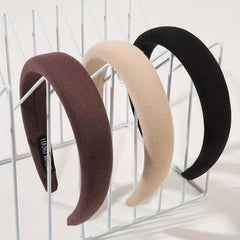 Solid Headband Padded Wide Brim Headdress For Skincare Makeup