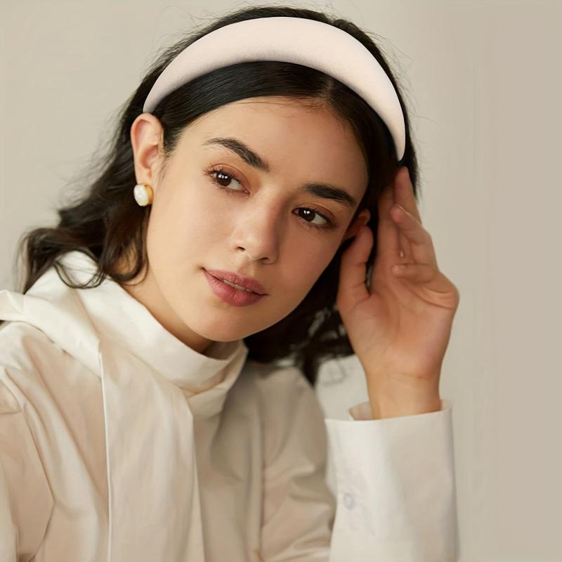 Solid Headband Padded Wide Brim Headdress For Skincare Makeup