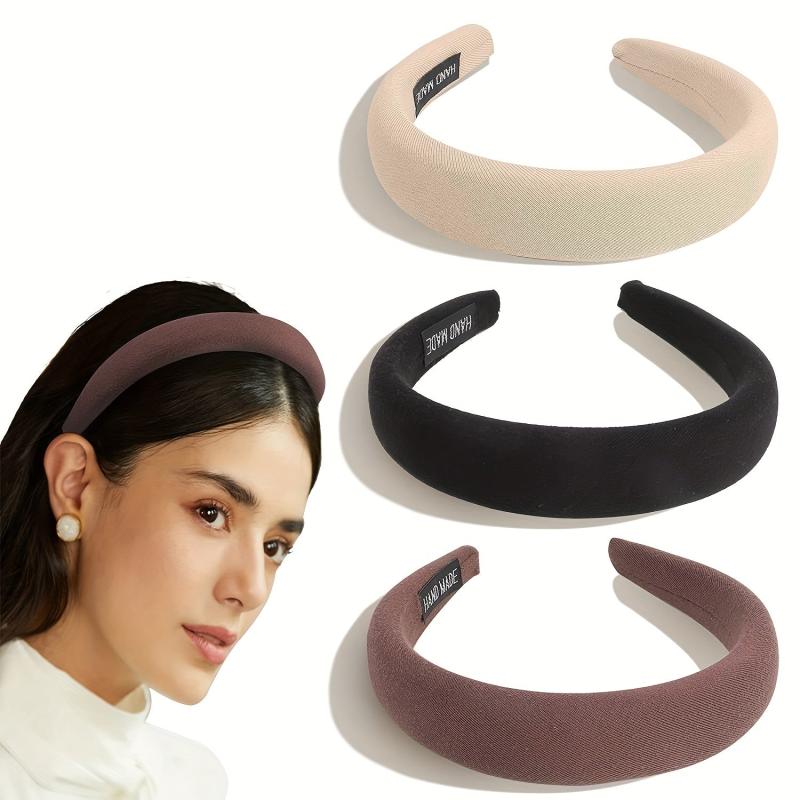 Solid Headband Padded Wide Brim Headdress For Skincare Makeup