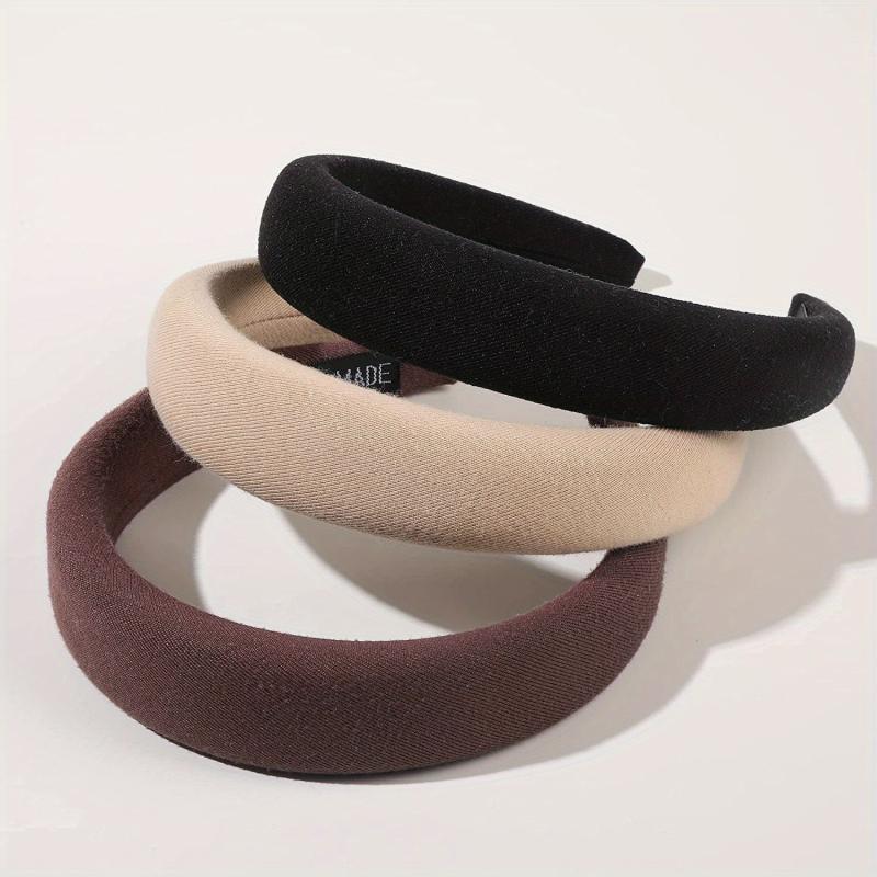 Solid Headband Padded Wide Brim Headdress For Skincare Makeup