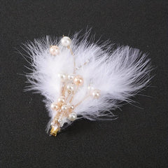2pcs Pearl Fluffy Hair Clip Barrette Bridal Wedding Headwear