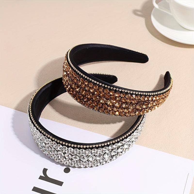 Baroque Rhinestone Headband Wide Head Hoop Glitter Headdress