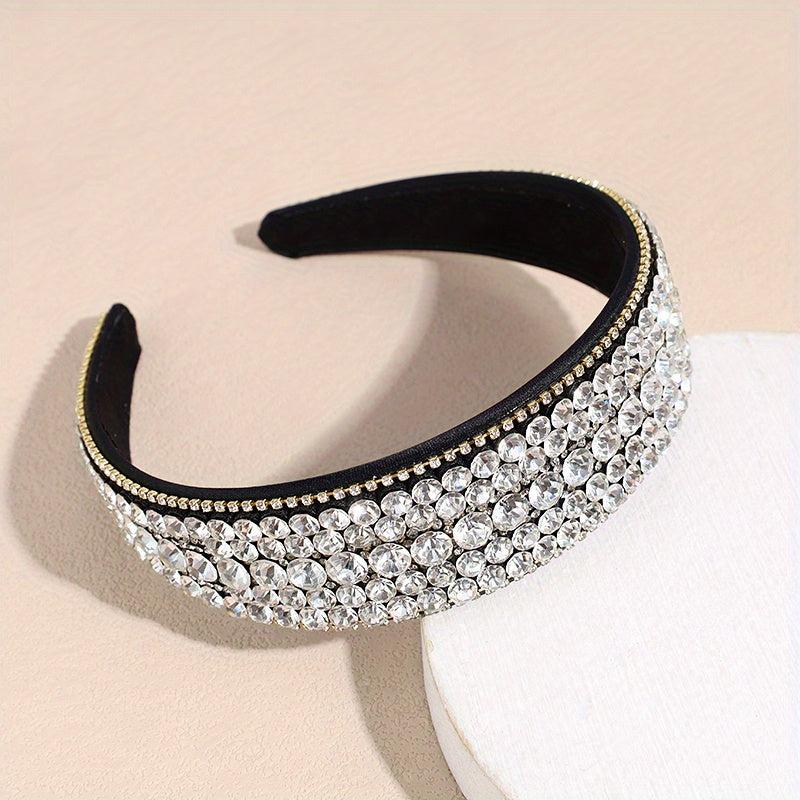 Baroque Rhinestone Headband Wide Head Hoop Glitter Headdress