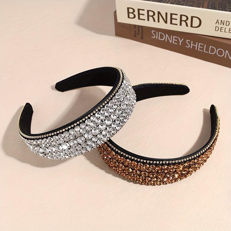 Baroque Rhinestone Headband Wide Head Hoop Glitter Headdress