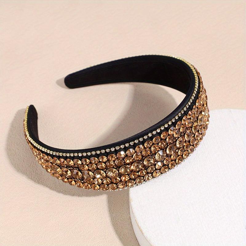 Baroque Rhinestone Headband Wide Head Hoop Glitter Headdress