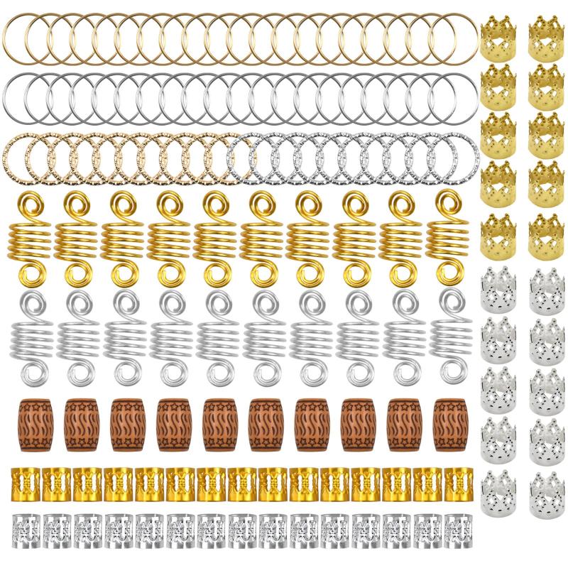 140PCS Hair Braids Ring Adjustable Hair Jewelry Rings Golden/Silver Hair Braid