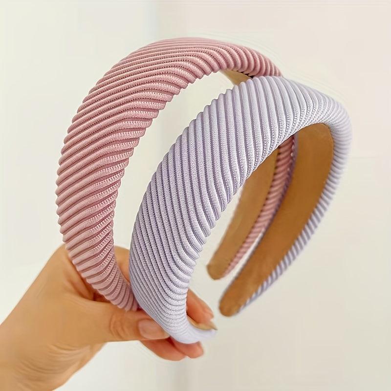 2pcs Solid Headband Fabric Sponge Hair Loop All match Temperament Hair Hoop