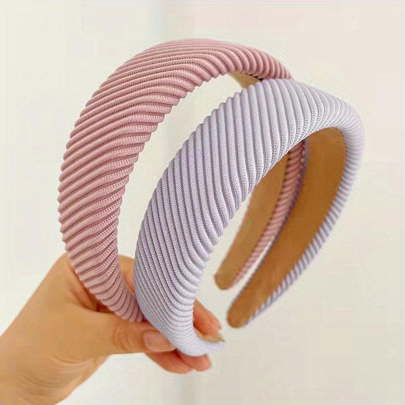 2pcs Solid Headband Fabric Sponge Hair Loop All match Temperament Hair Hoop