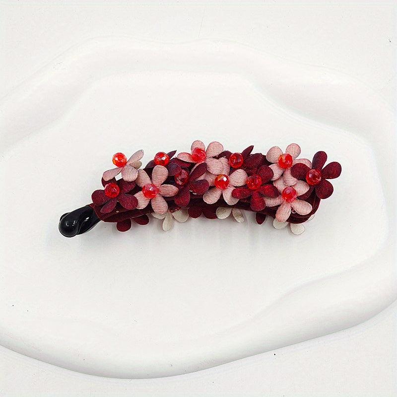 Red Flower Banana Clip Hair Clip For Women