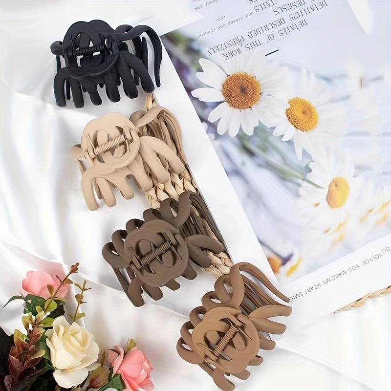 4pcs Matte Hair Claw Ponytail Holder Octopus Shape Hair Accessories